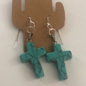 Marble cross earrings